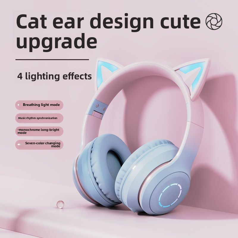 New Best Selling Head-Mounted  - Cat Ear Bluetooth Headset Led ulasan dan harga