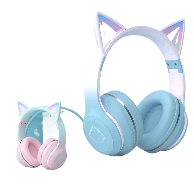 Wireless Bluetooth Headphones  - Cat Ear Bluetooth Headset Led ulasan dan harga